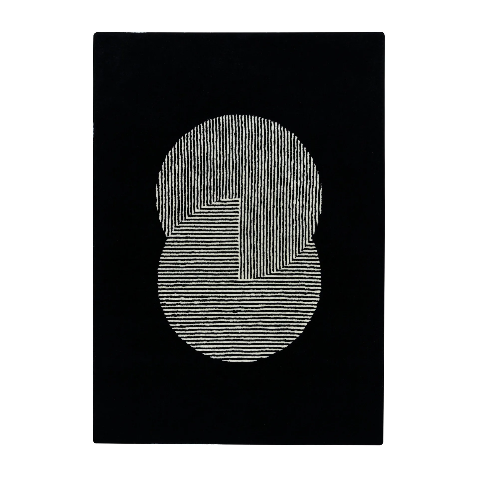 Circles wool rug black, 170x240 cm NJRD