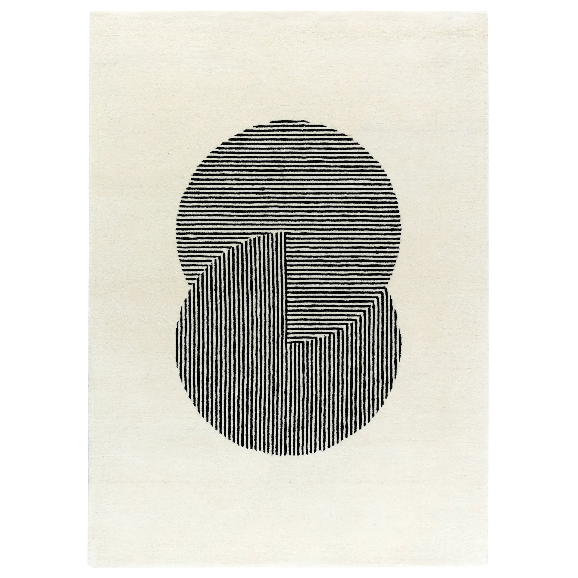 Circles wool rug natural white, 200x300 cm NJRD