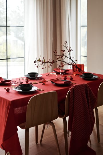 Geometric linnen tablecloth 147x250 cm - Red - NJRD