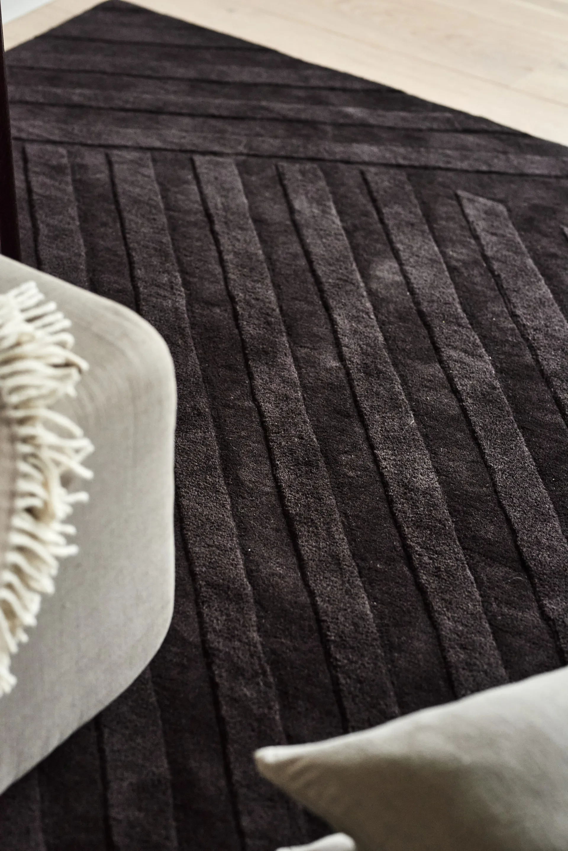 Levels Stripes wool rug, Brown, 170x240 cm NJRD
