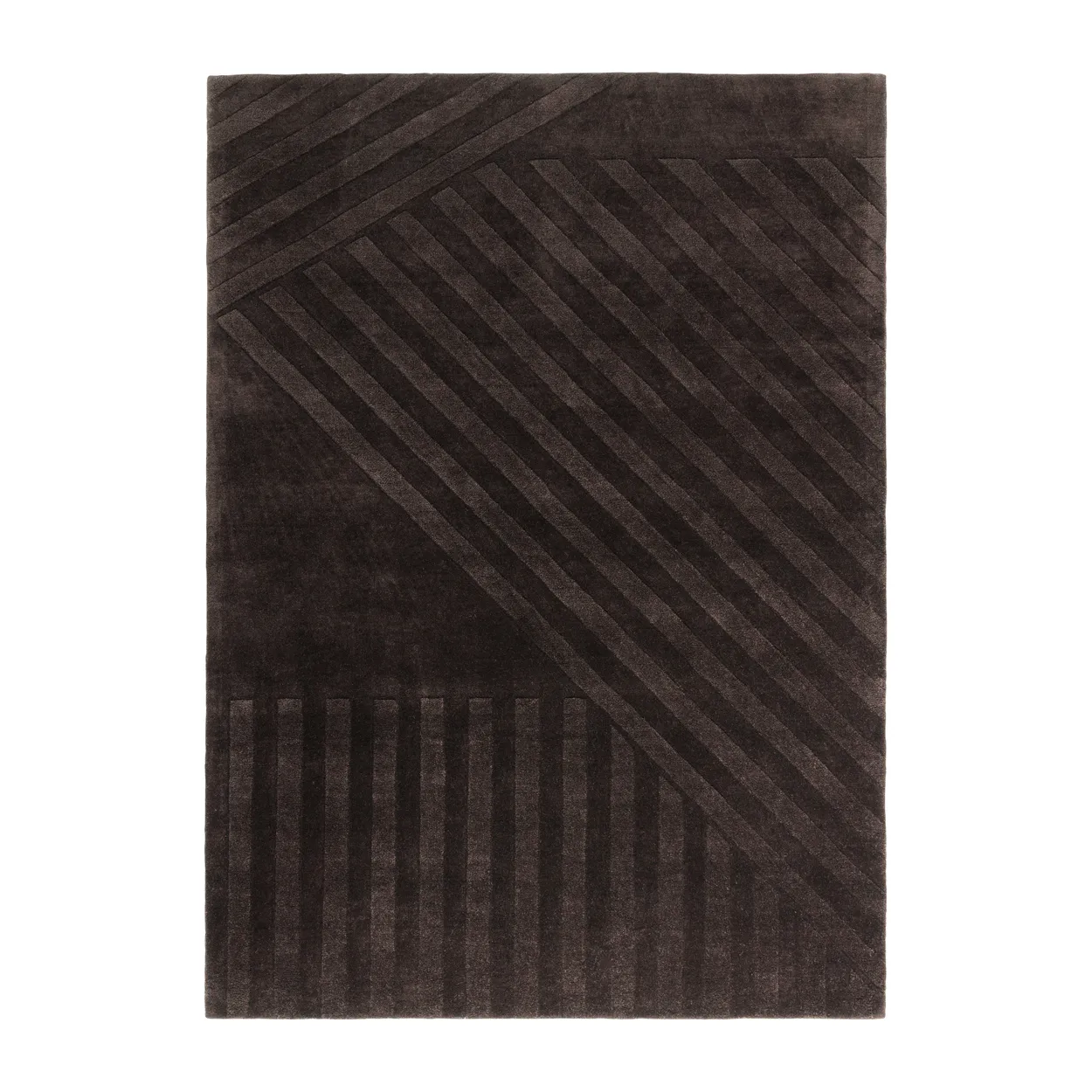 NJRD Levels wool rug stripes brown 200x300 cm | Scandinavian Design | Wool rugs | Brown