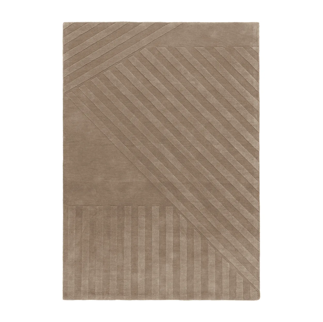NJRD Levels wool rug stripes mole 170x240 cm | Scandinavian Design | Wool rugs | Brown