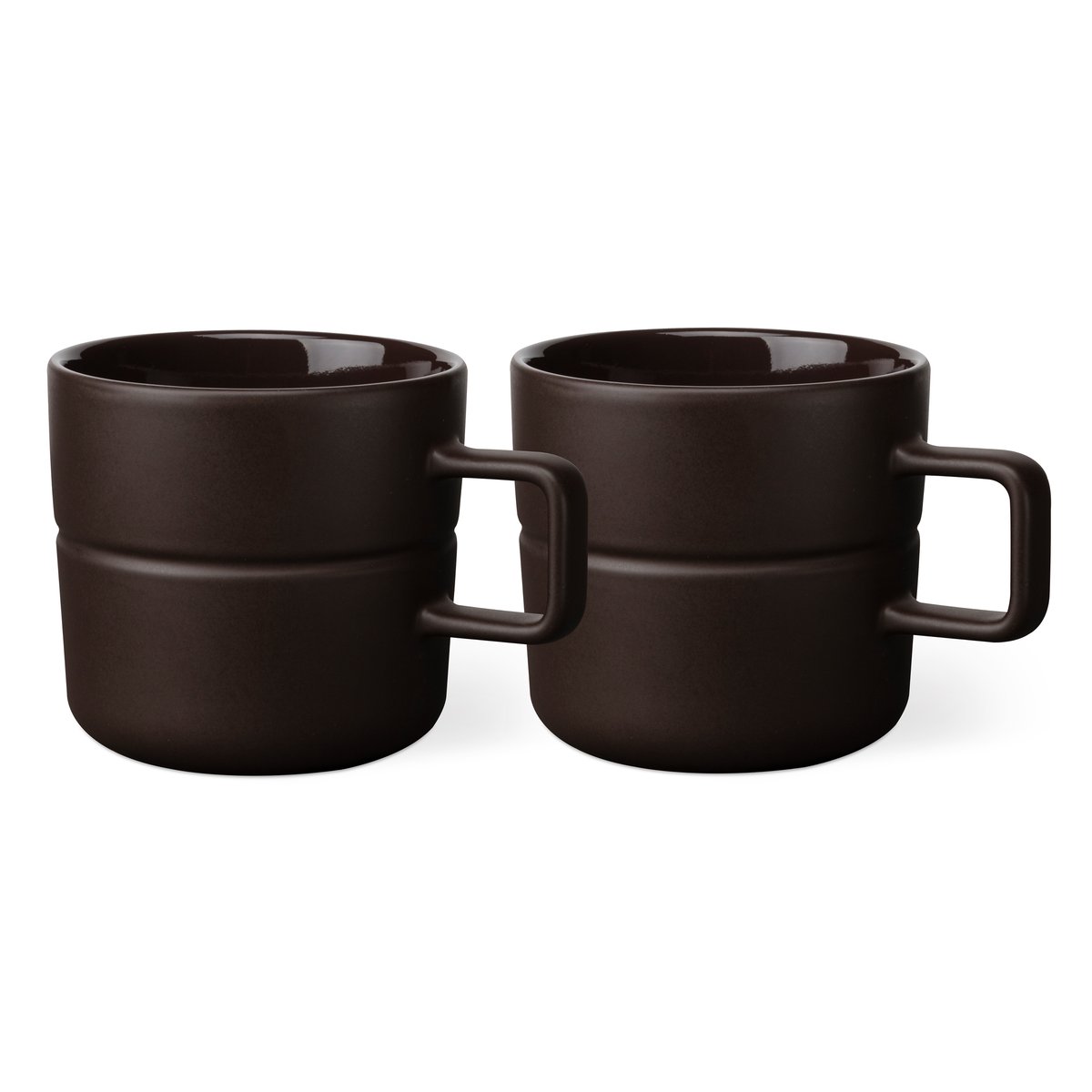 NJRD Lines mug 50 cl 2-pack brown | Scandinavian Design | Coffee cups | Brown