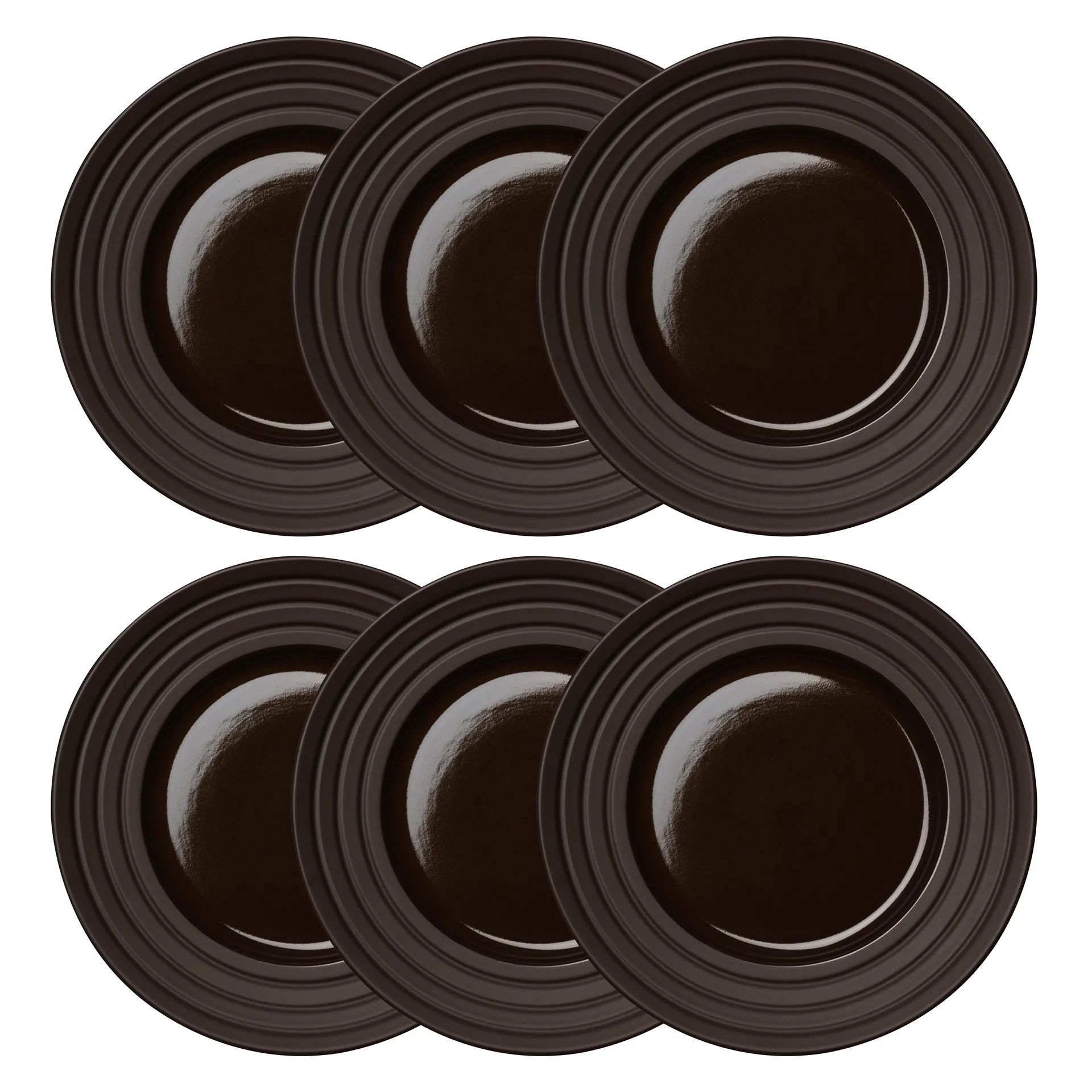 Lines plate Ø27 cm 6-pack, brown NJRD
