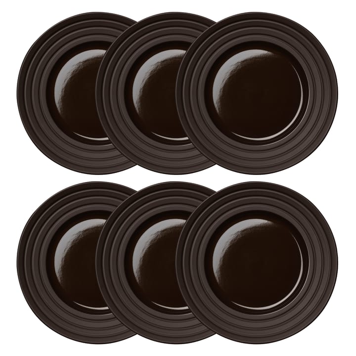 Lines plate Ø27 cm 6-pack - brown - NJRD