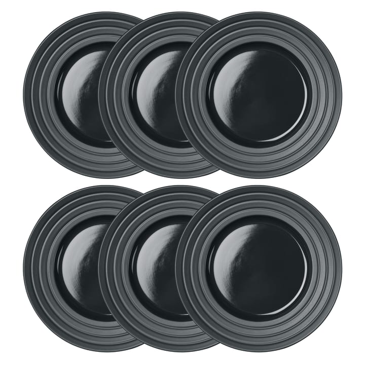 Lines plate Ø27 cm 6-pack - dark grey - NJRD