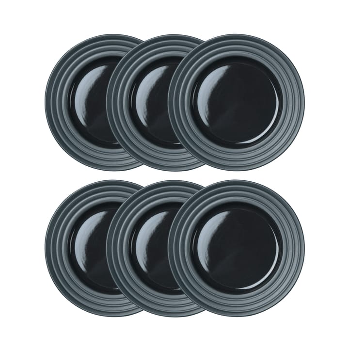 Lines plate Ø27 cm 6-pack, dark grey - undefined - NJRD