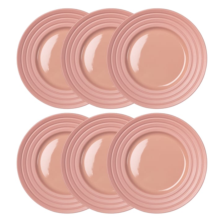 Lines plate Ø27 cm 6-pack, pink - undefined - NJRD