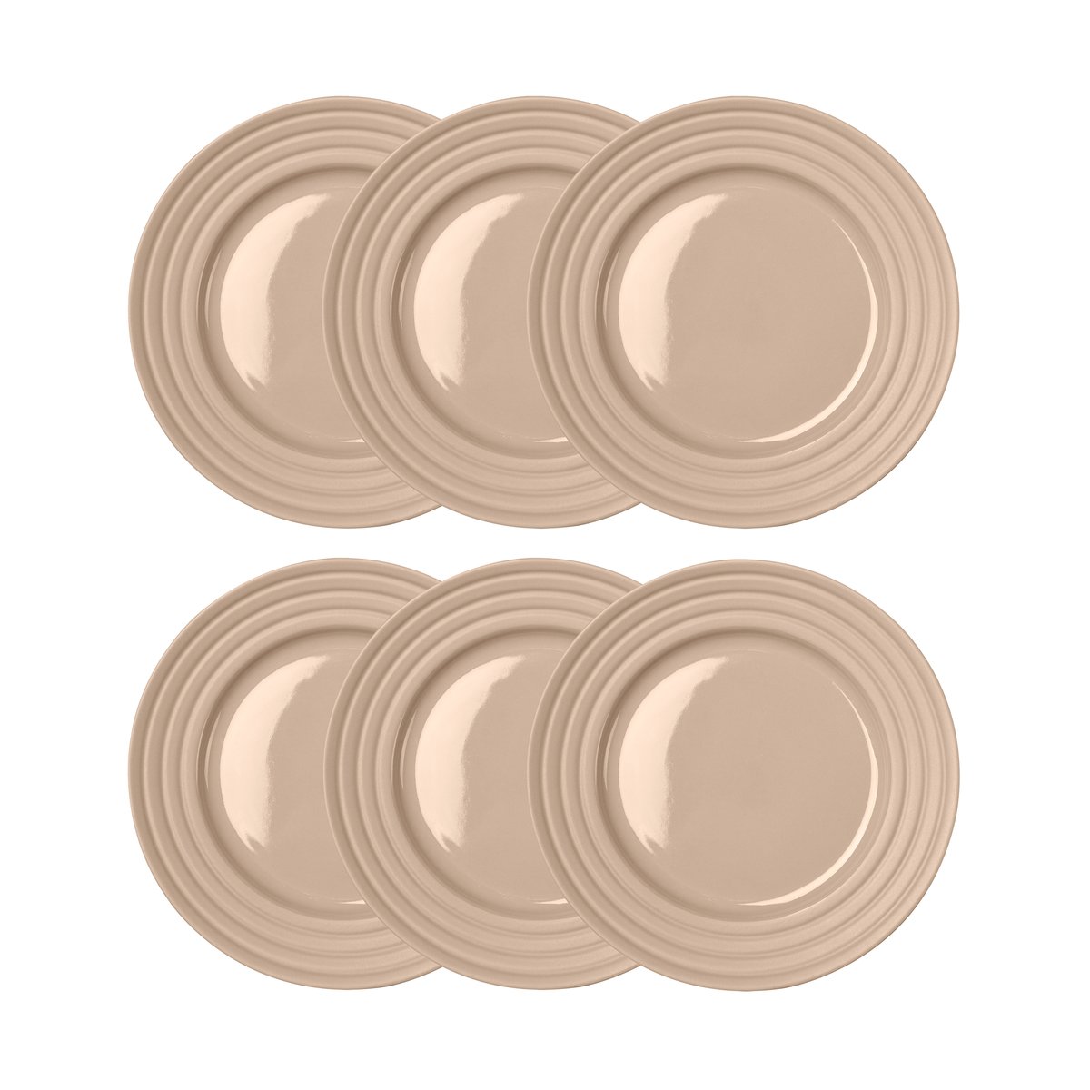 NJRD Lines small plate o21 cm 6-pack beige | Scandinavian Design | Small plates & side plates | Beige