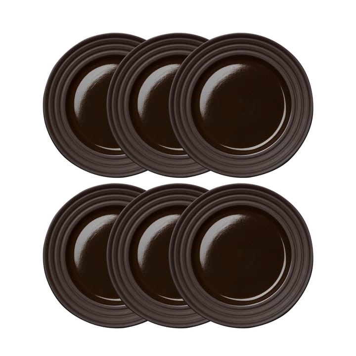 Lines small plate Ø21 cm 6-pack - brown - NJRD