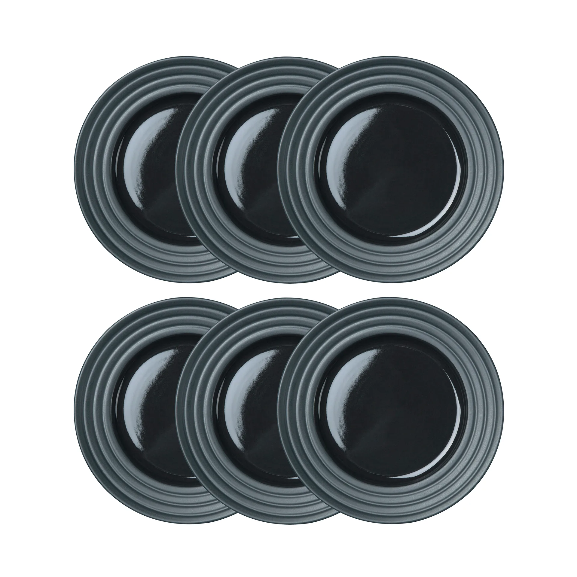 Lines small plate Ø21 cm 6-pack, dark grey NJRD