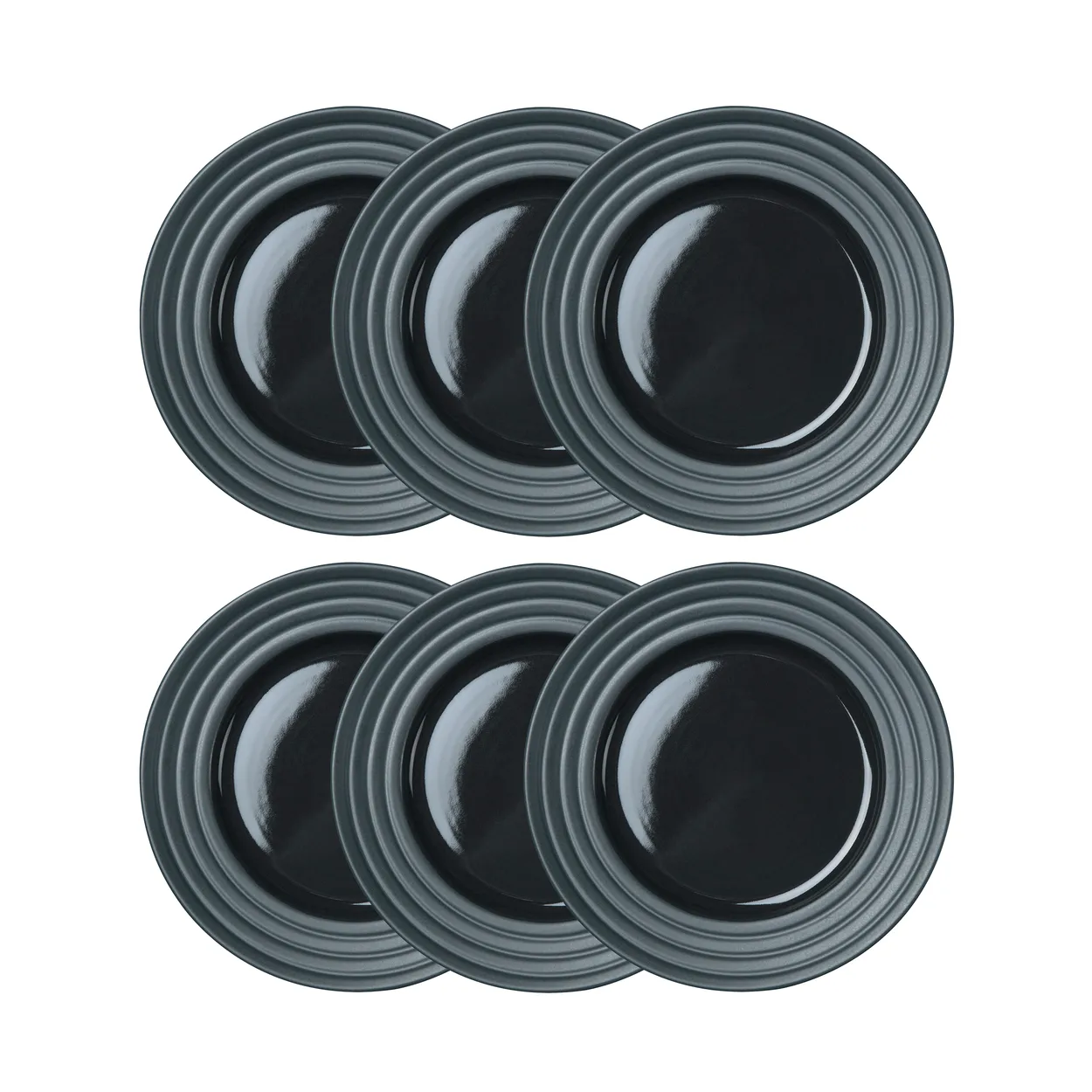 NJRD Lines small plate o21 cm 6-pack dark grey | Scandinavian Design | Small plates & side plates | Grey