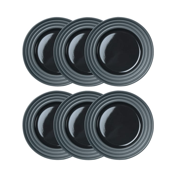 Lines small plate Ø21 cm 6-pack, dark grey - undefined - NJRD