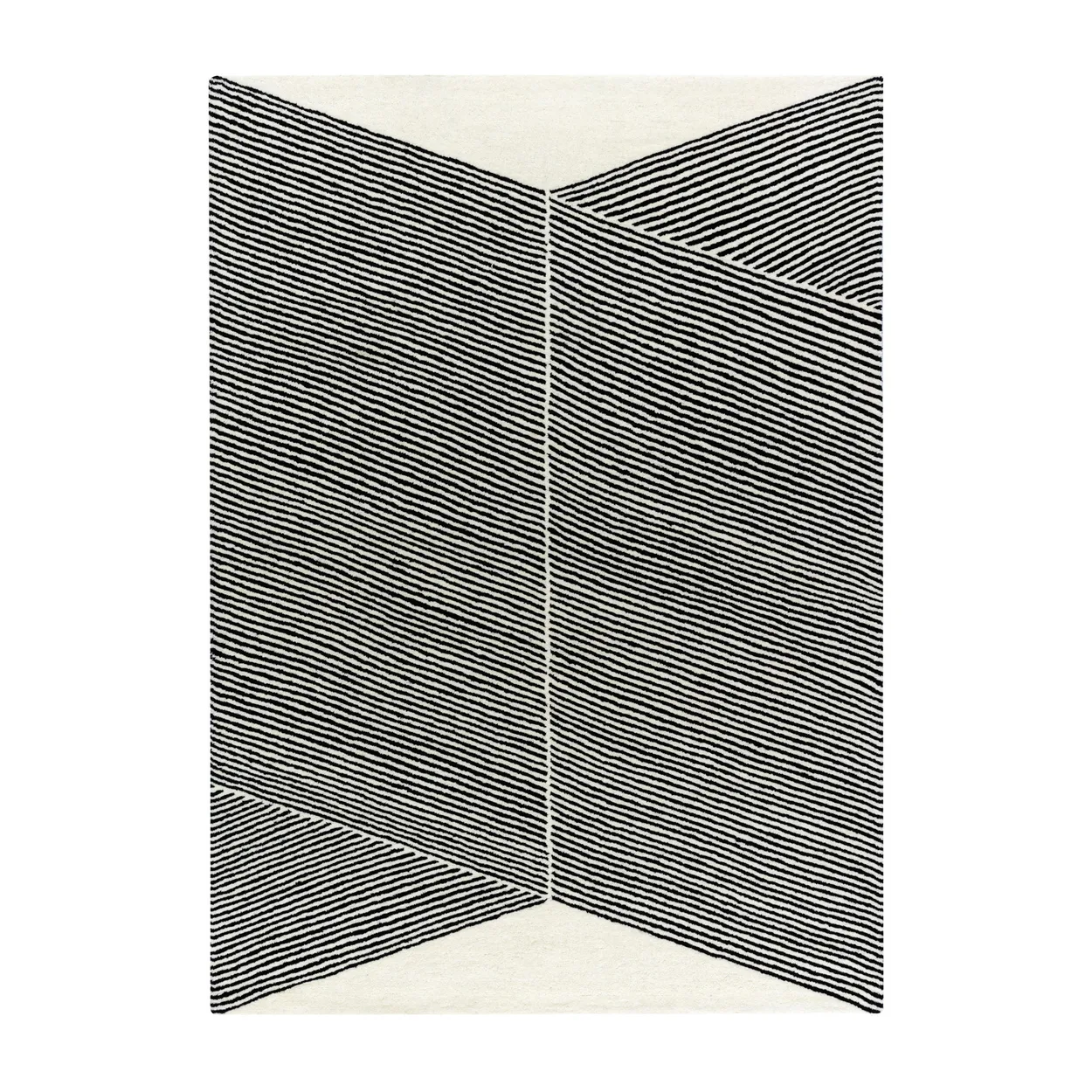 NJRD Rectangles wool rug natural white 170x240 cm | Scandinavian Design | Wool rugs | Black