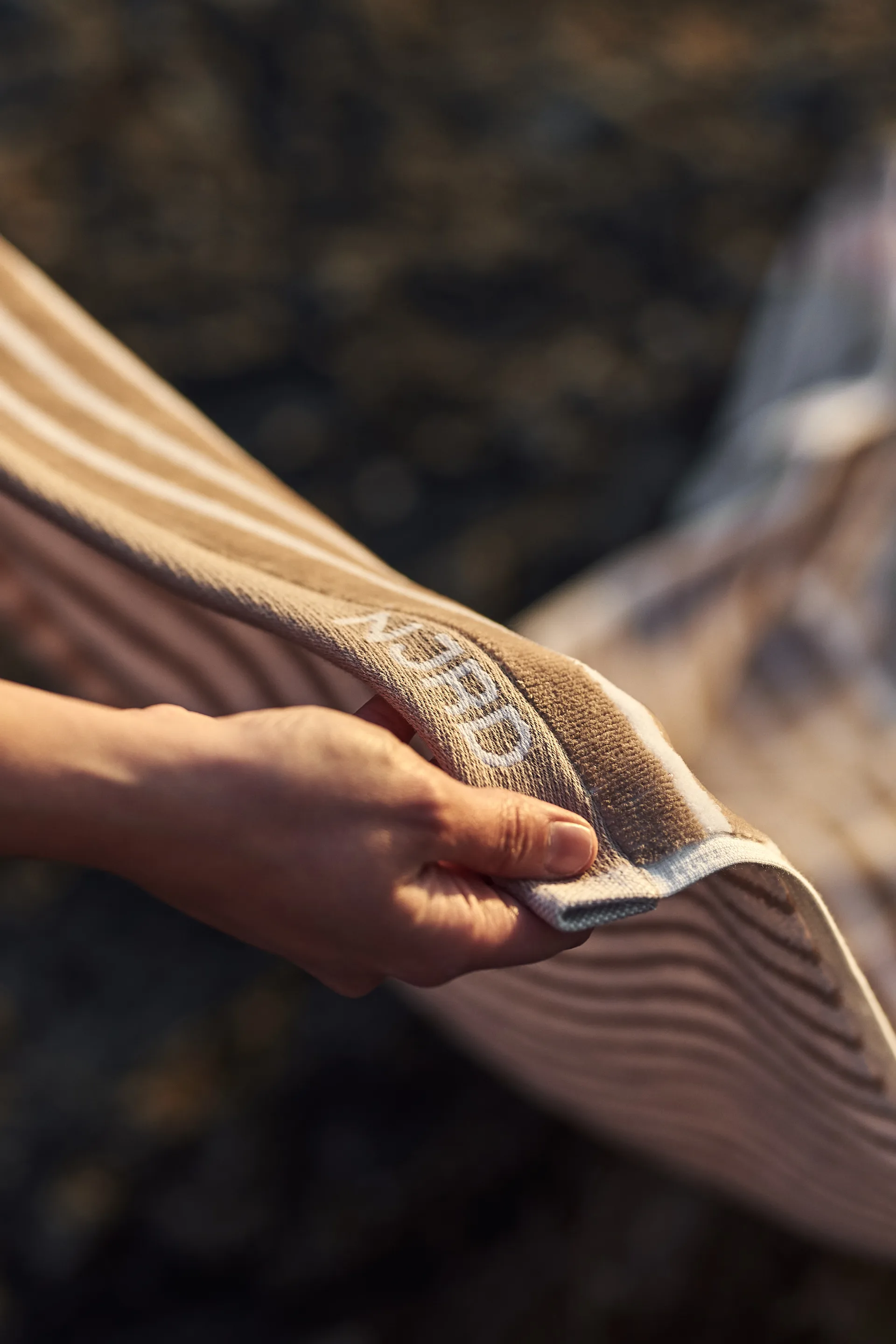 Stripes bath towel 70x140 cm, Beige NJRD