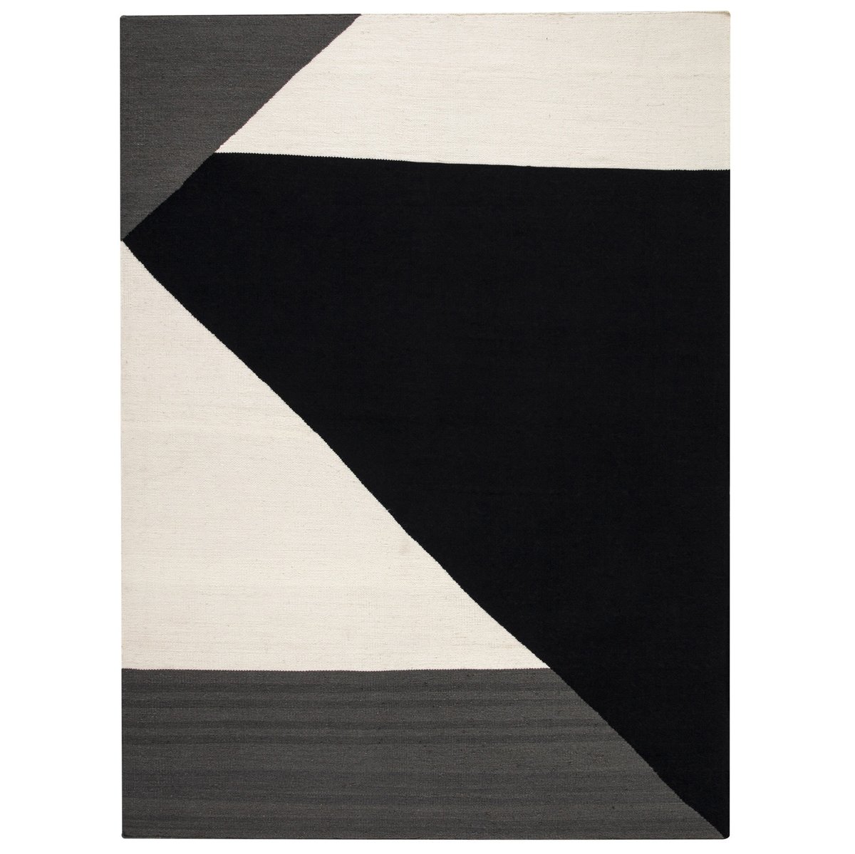 NJRD Stripes blocks kelim rug black 200x300 cm | Scandinavian Design | Wool rugs | Grey