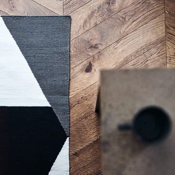Stripes blocks kelim rug black - 80x240 cm - NJRD