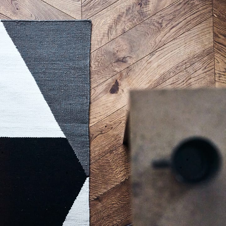 Stripes blocks kelim rug black, 80x240 cm NJRD
