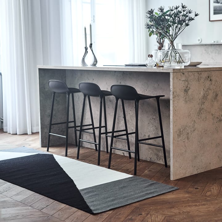 Stripes blocks kelim rug black, 80x240 cm NJRD