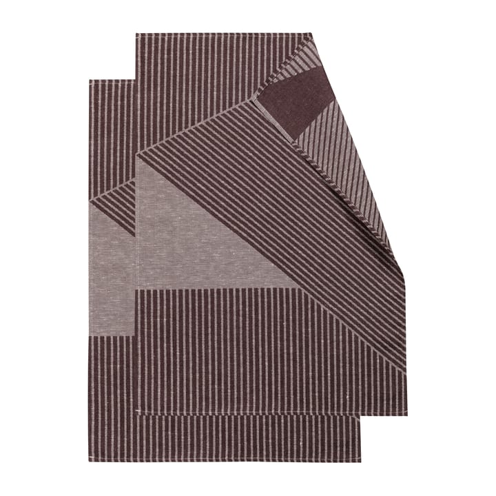 Stripes kitchen towel 47x70 cm 2-pack - Brown-white - NJRD