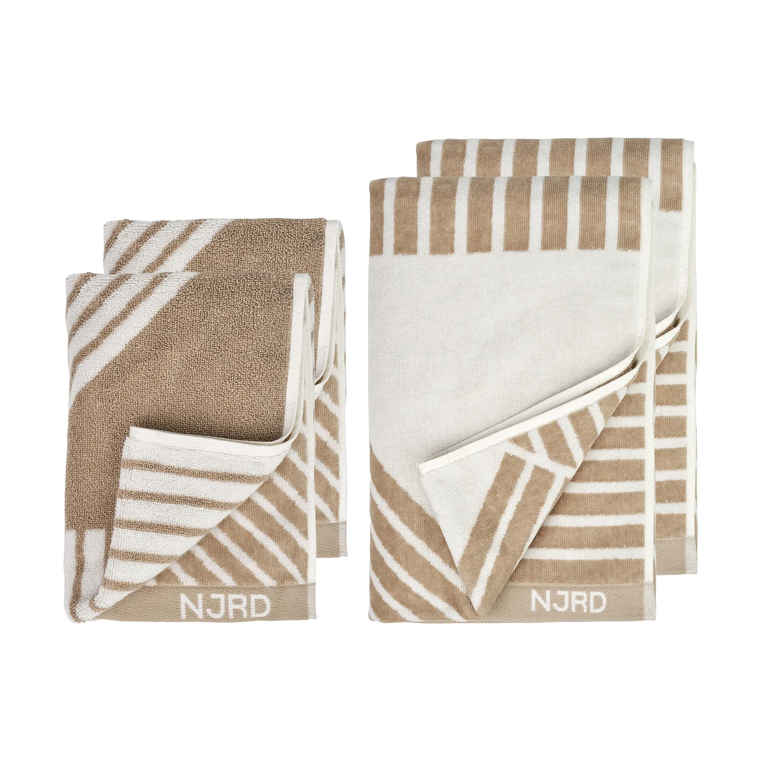 Stripes towel set 4 pieces - Beige NJRD