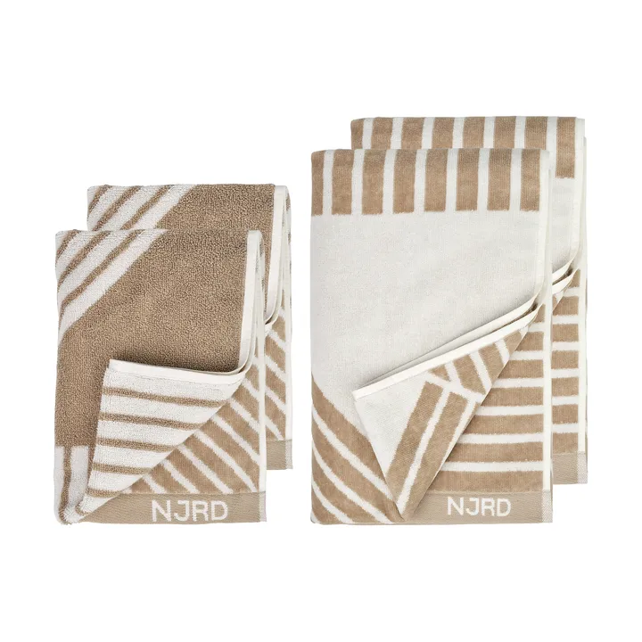 Stripes towel set 4 pieces - Beige - undefined - NJRD