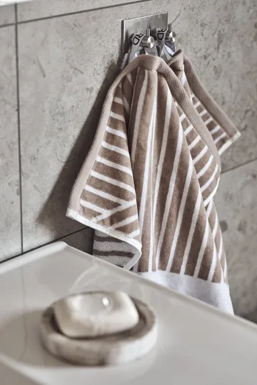 Stripes towel set 4 pieces - Beige - undefined - NJRD