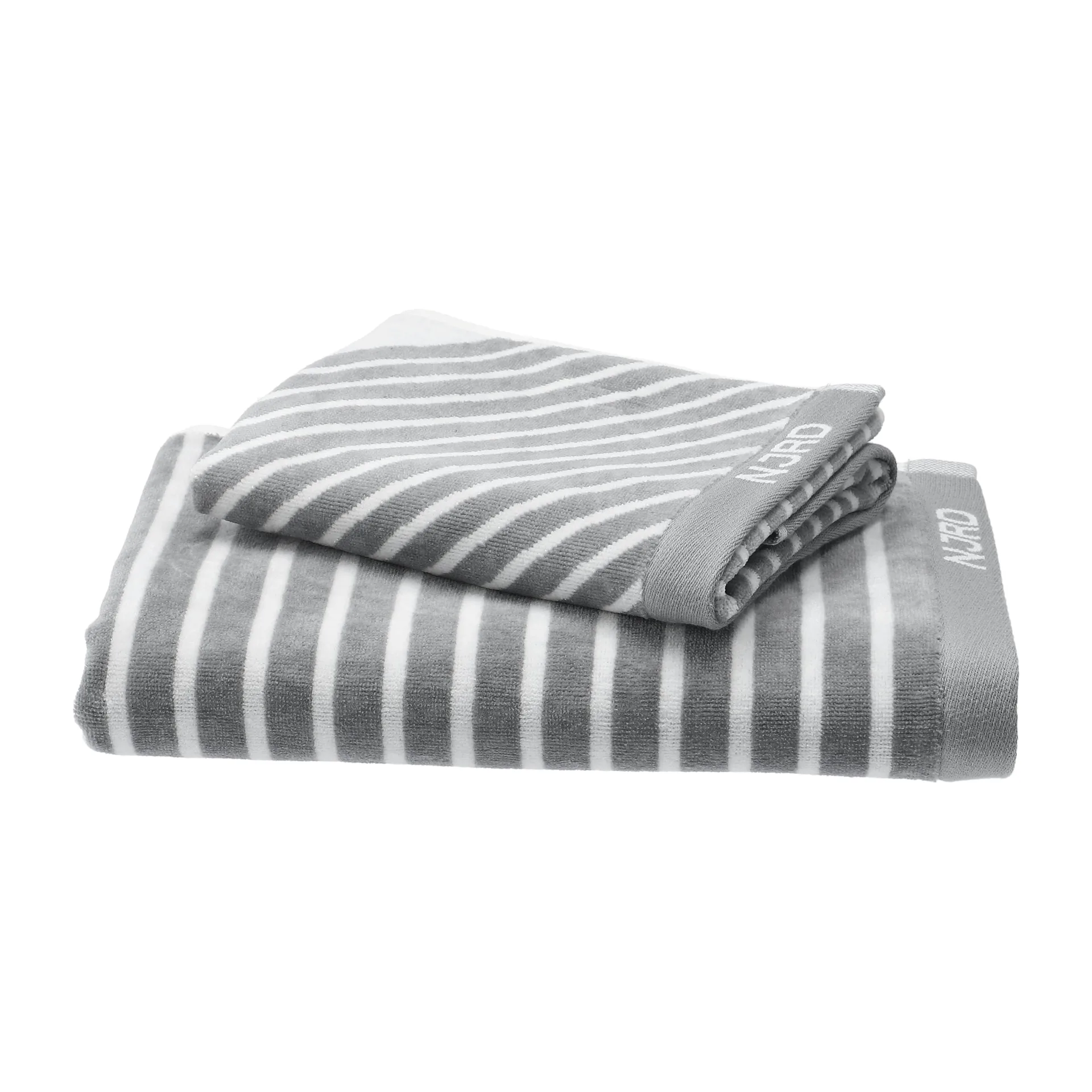 Stripes towel set 4 pieces - Grey,  NJRD