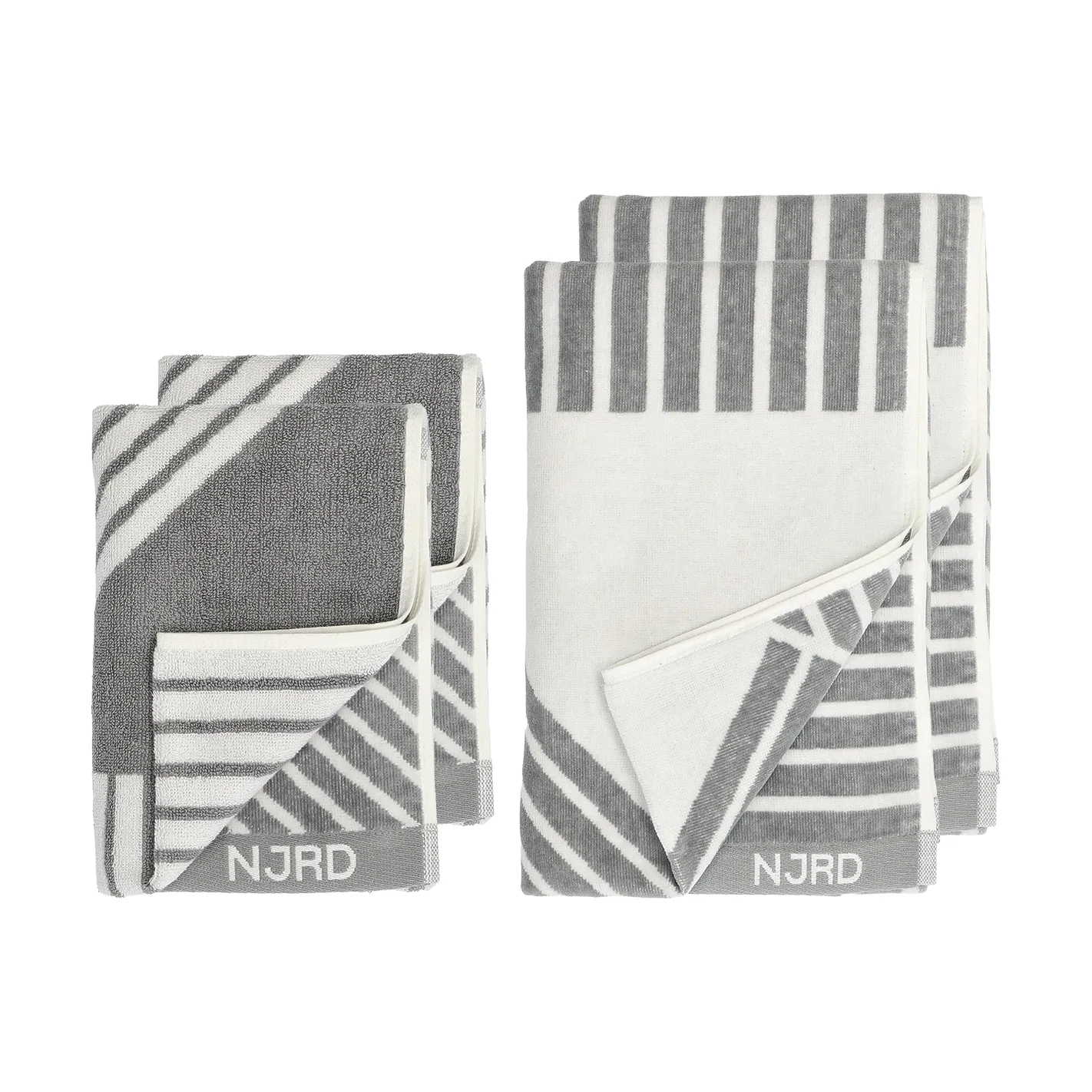 Stripes towel set 4 pieces - Grey NJRD