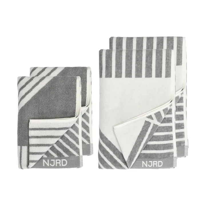 Stripes towel set 4 pieces - Grey - undefined - NJRD