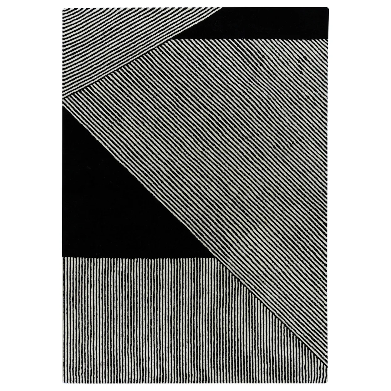 NJRD Stripes wool rug black 200x300 cm | Scandinavian Design | Wool rugs | Black