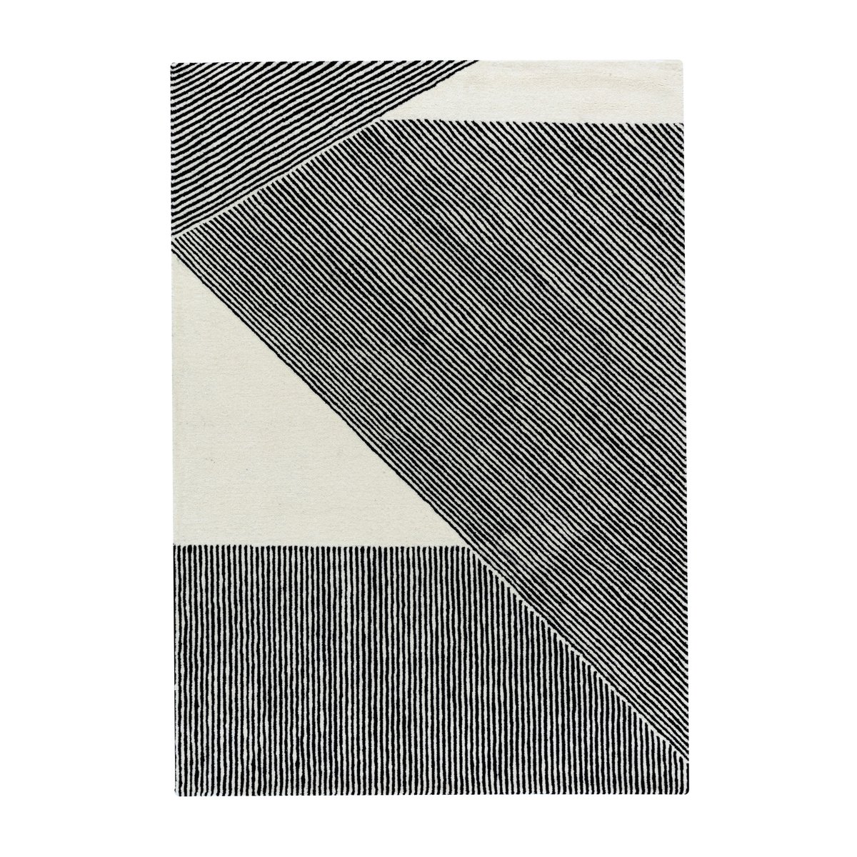 NJRD Stripes wool rug natural white 170x240 cm