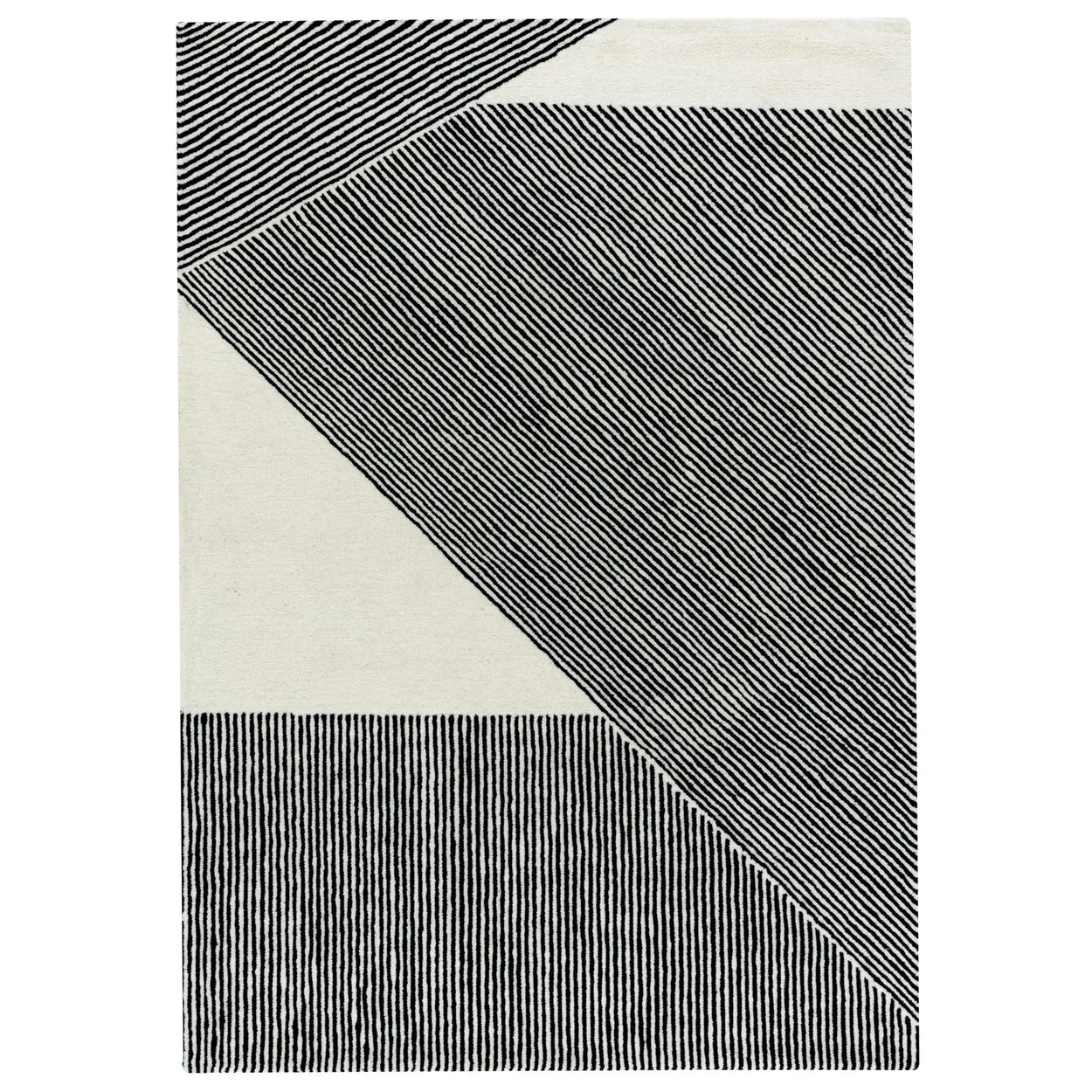 NJRD Stripes wool rug natural white 200x300 cm | Scandinavian Design | Wool rugs | Grey
