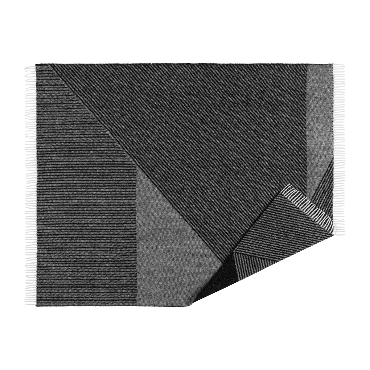 NJRD Stripes wool throw 130x185 cm Black | Scandinavian Design | Wool blankets & throws | Black