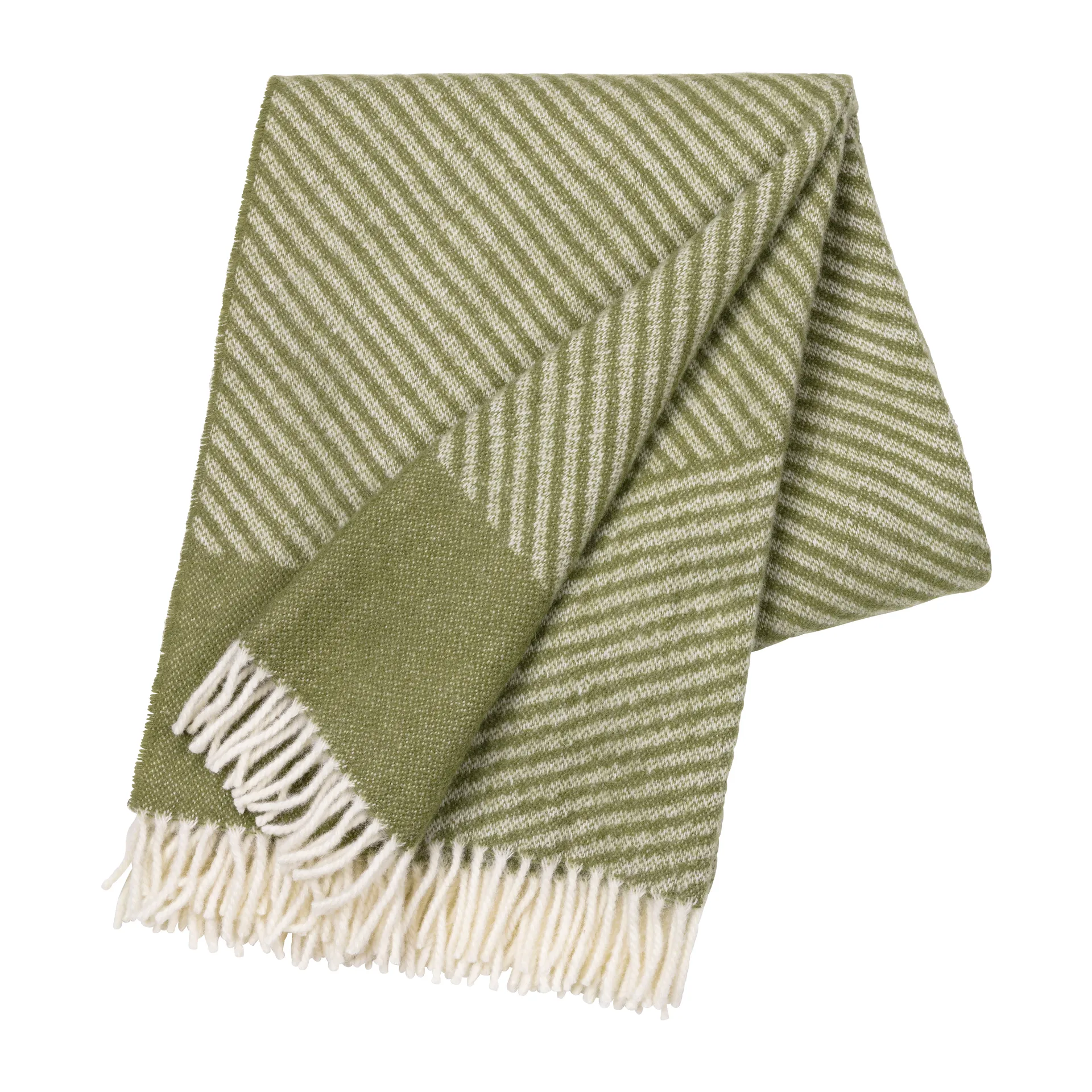 Stripes wool throw 130x185 cm, Green NJRD