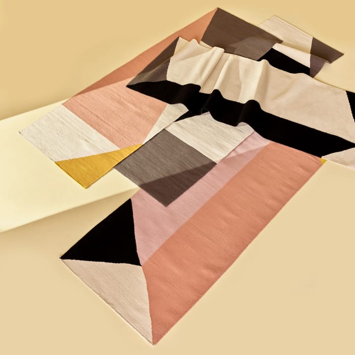 Triangles blocks kelim rug natural white, 80x240 cm NJRD