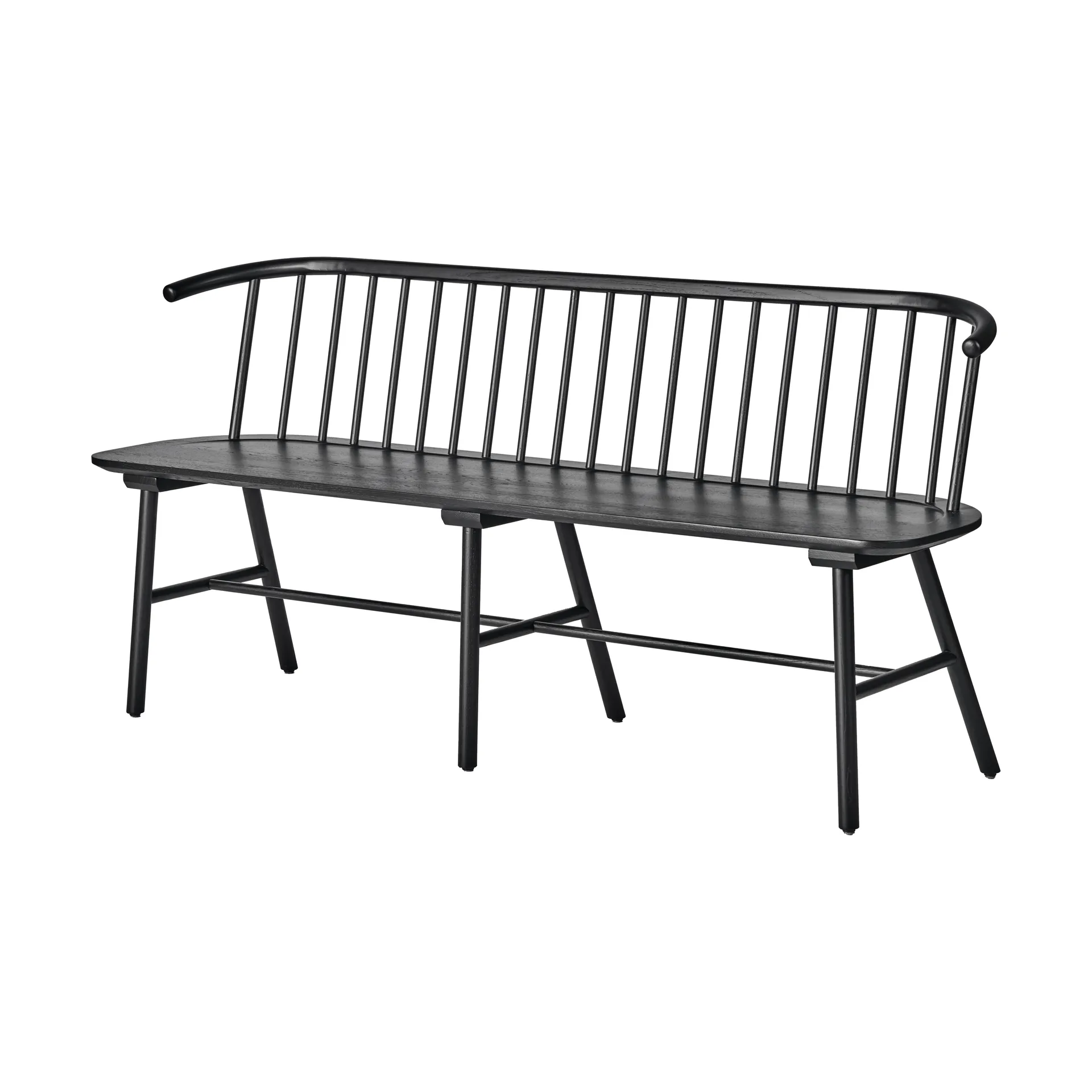 VIOR bench with backrest, Black lacquered oak NJRD