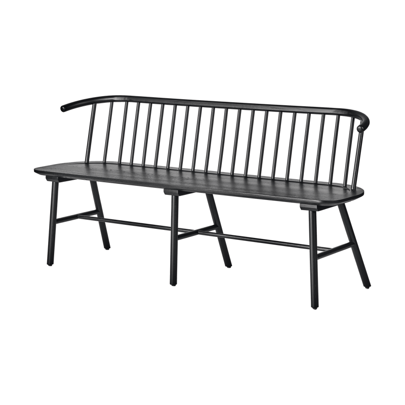 NJRD VIOR bench with backrest Black lacquered oak