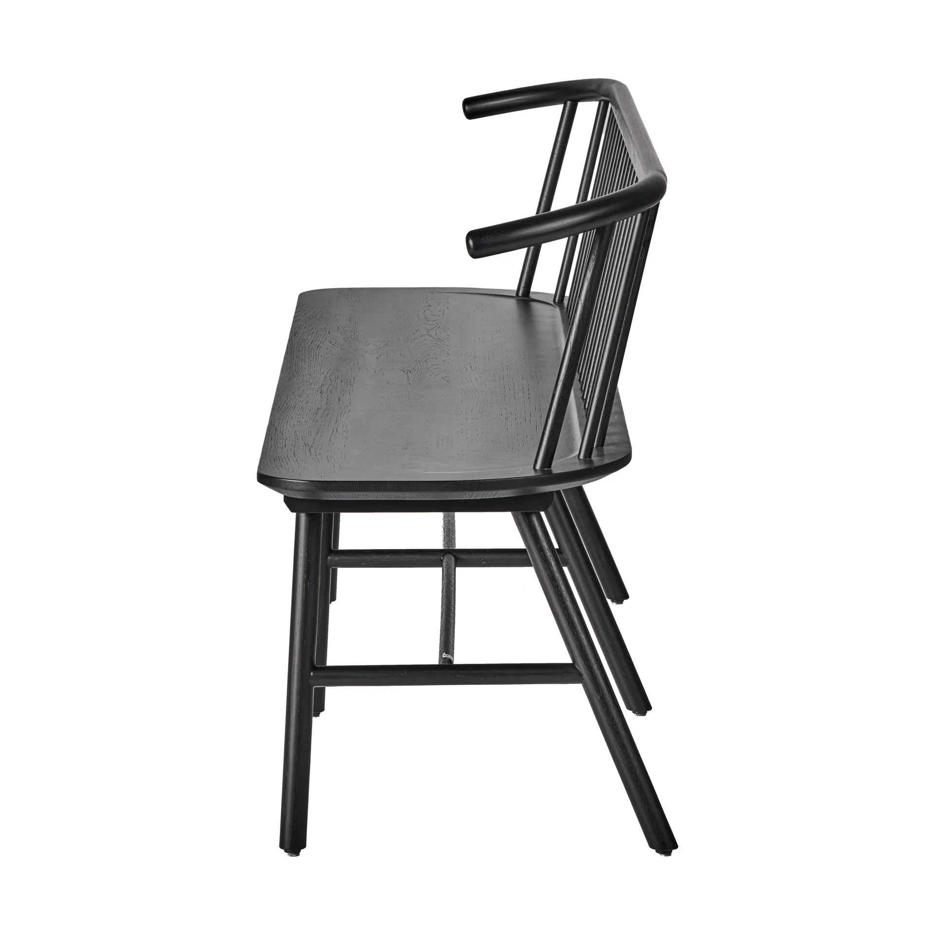 VIOR bench with backrest, Black lacquered oak NJRD