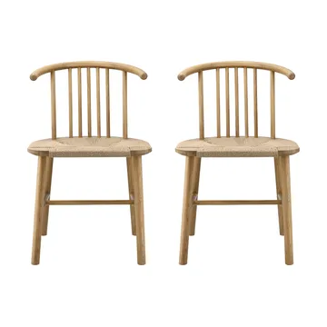 VIOR dining chair with woven seat, Lacquered oak-natural, 2-pack - NJRD