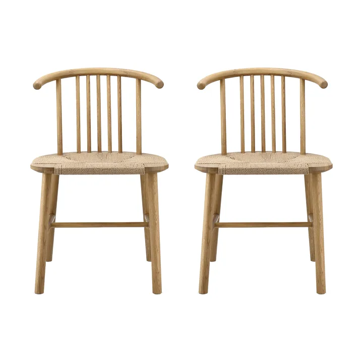 VIOR dining chair with woven seat, Lacquered oak-natural, 2-pack - NJRD