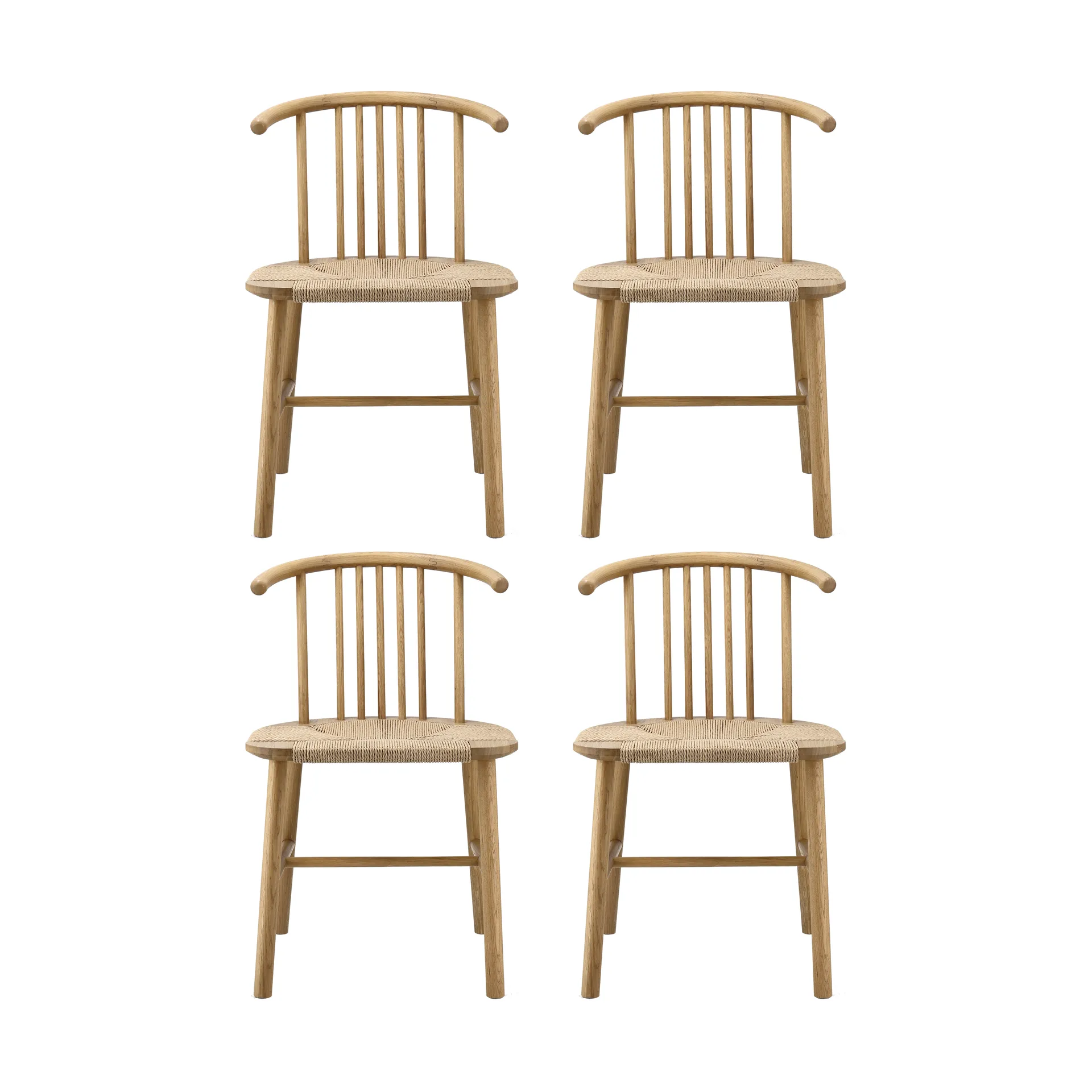 VIOR dining chair with woven seat, Lacquered oak-natural, 4-pack NJRD