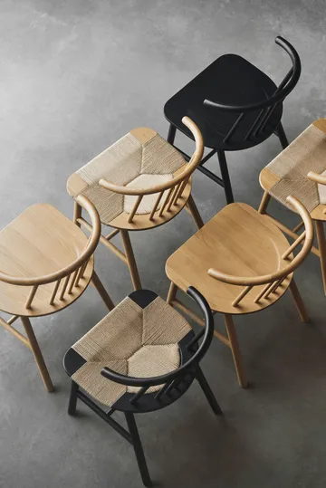 VIOR dining chair with woven seat, Lacquered oak-natural, 6-pack - NJRD
