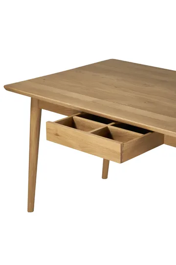 VIOR dining table 120 cm + chair 4‑pack – Lacquered oak‑natural - NJRD