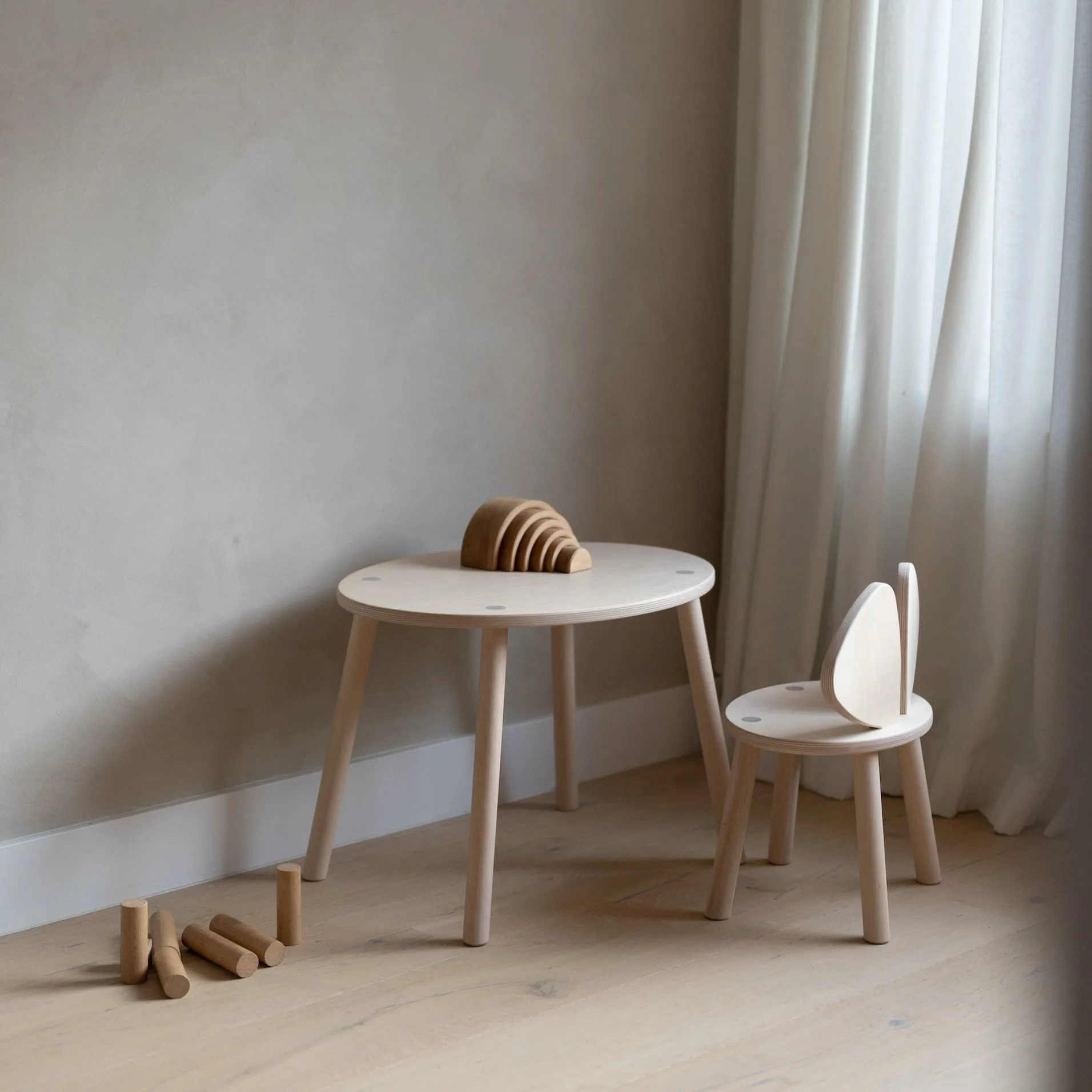 Mouse set children's chair + table, Birch Nofred