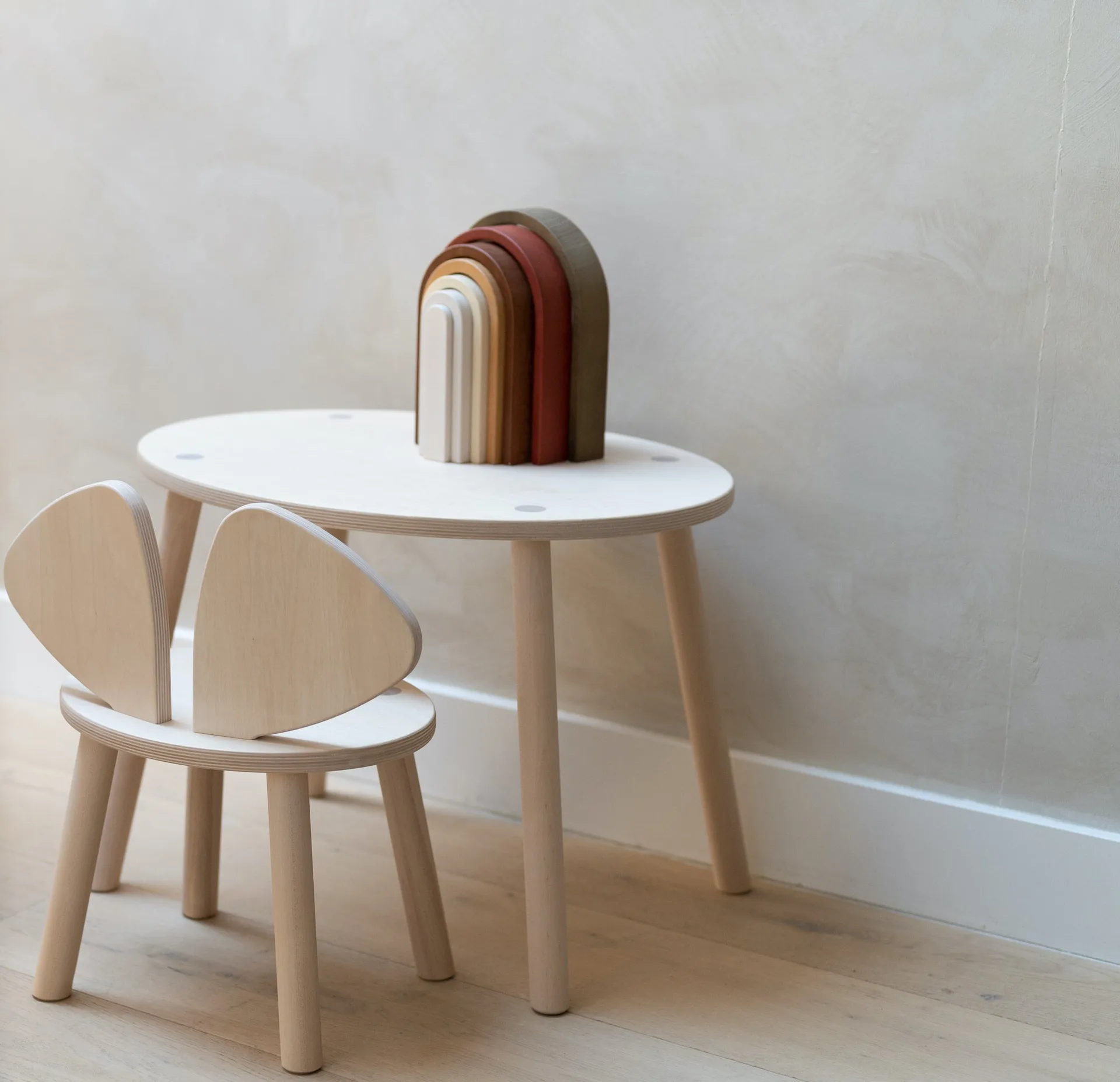 Mouse set children's chair + table, Birch Nofred