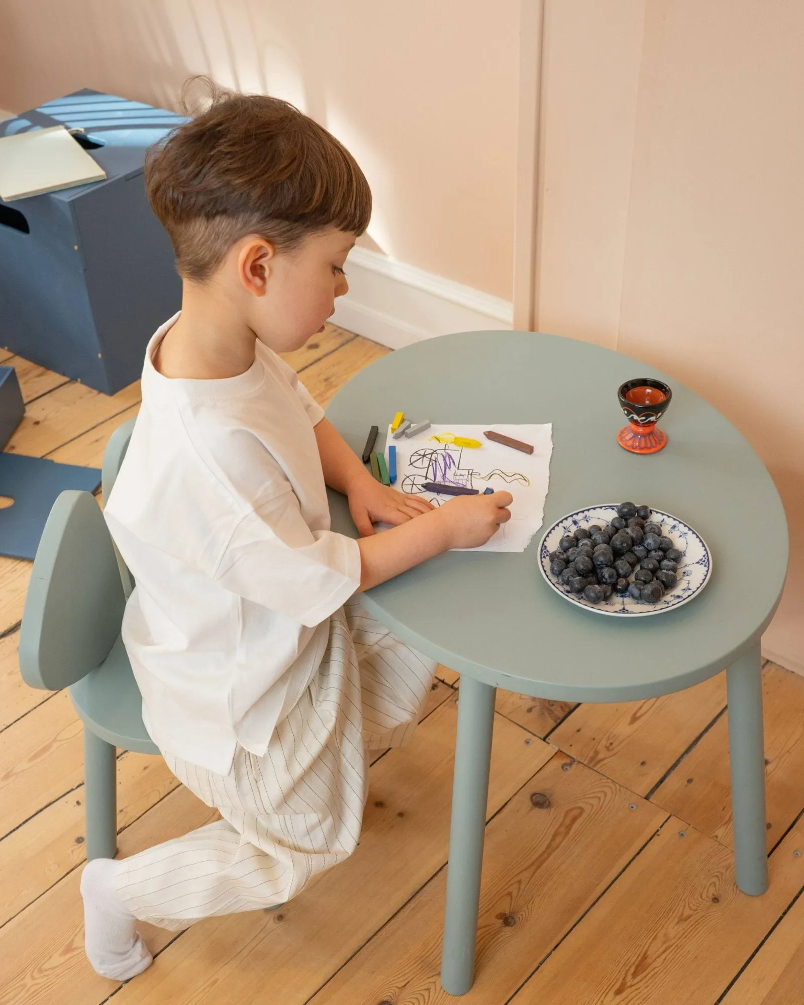 Mouse set children's chair + table, Olive green Nofred