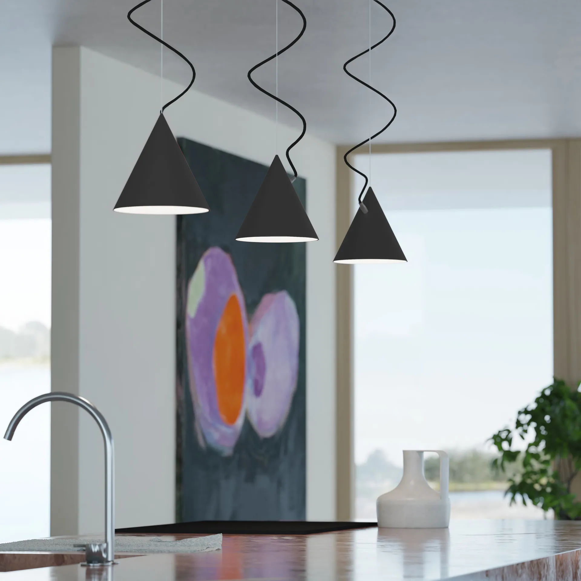 Castor pendant 20 cm, Black-black-black Noon