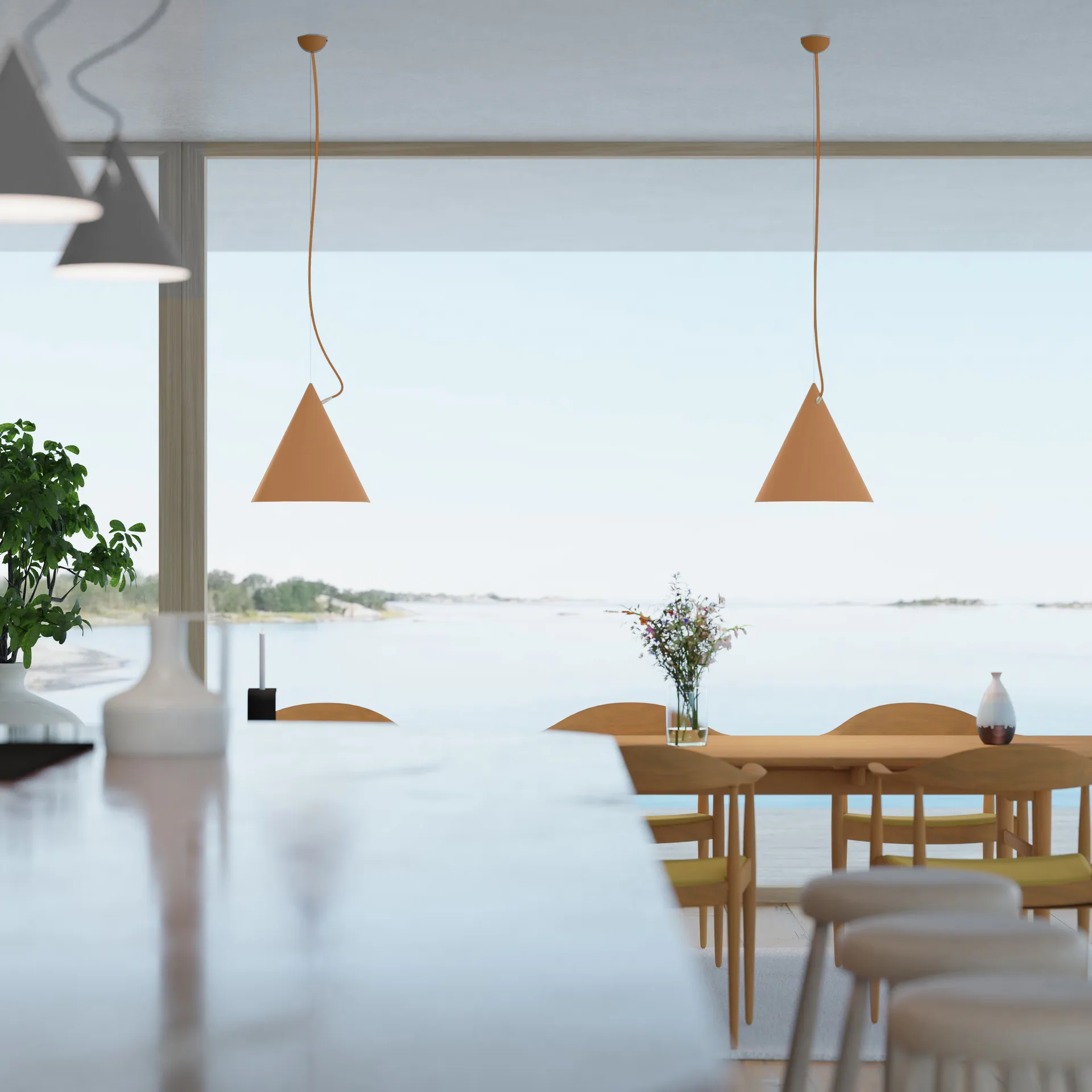 Castor pendant 40 cm, Brown-okra-brass Noon