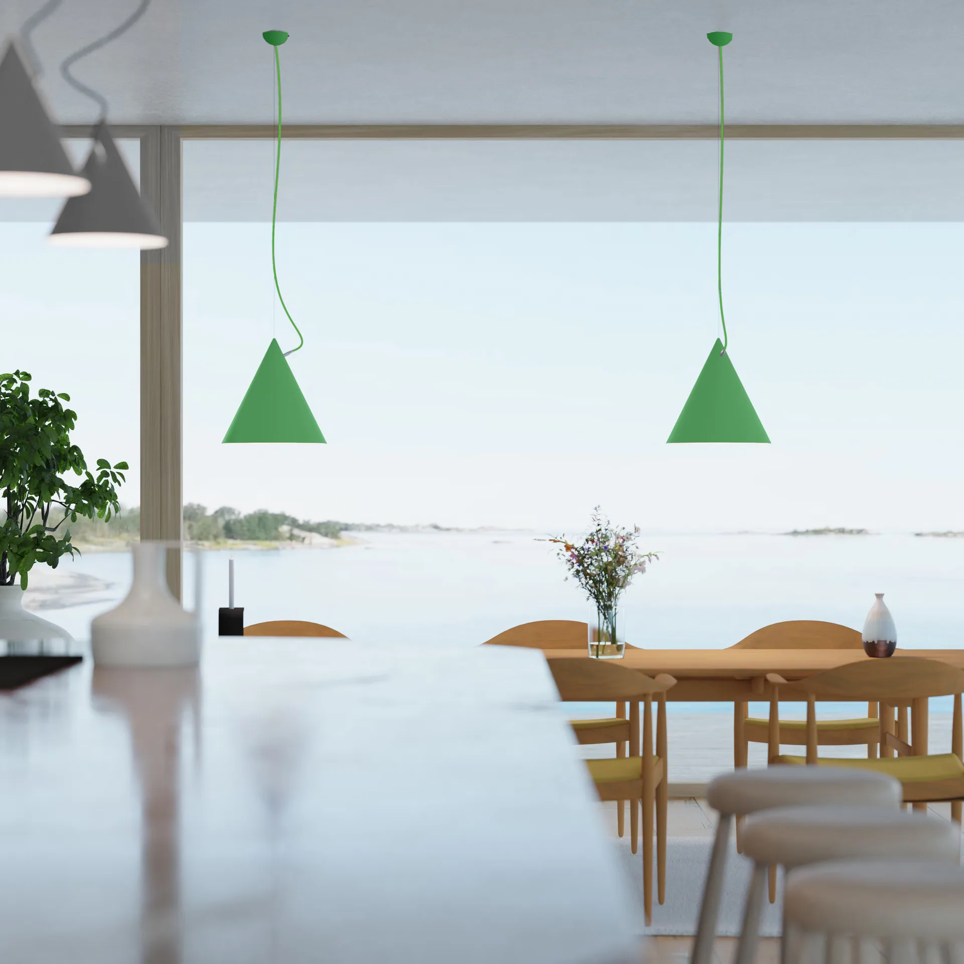 Castor pendant 40 cm, Light green-light green-silver Noon